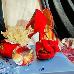 Elegant Red Peep-Toe Heels